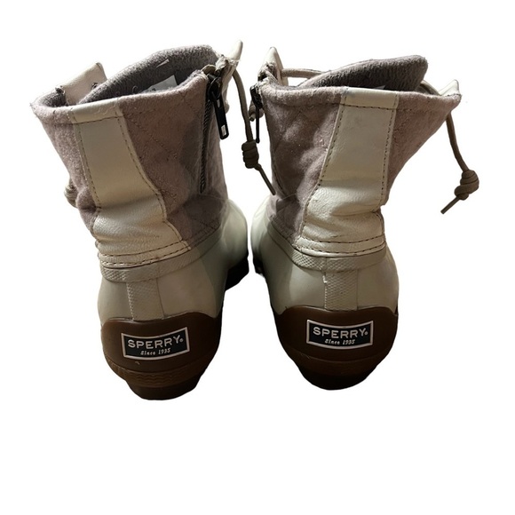 SPERRY Saltwater Waterproof Duck Rain Boots Inner Zip Beige STS83234 Size 8.5 - Picture 5 of 8